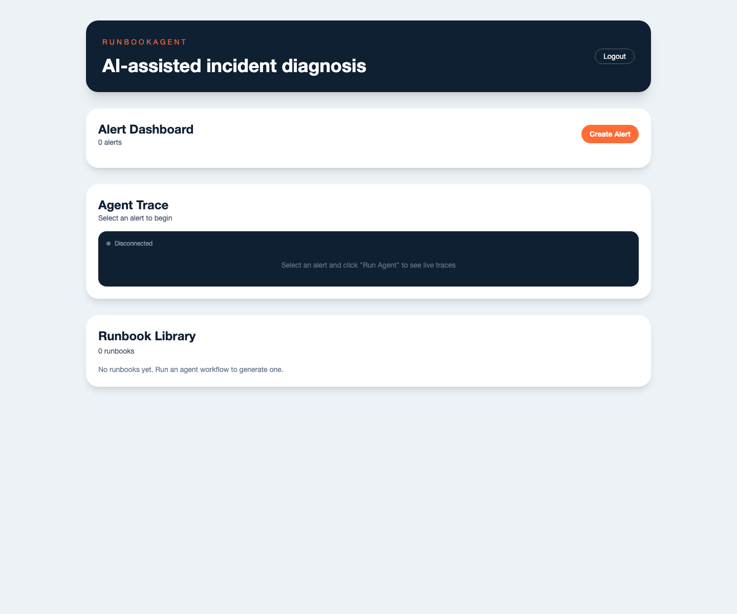 RunbookAgent dashboard screenshot